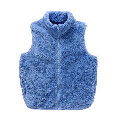 Boys Full Zip Fleece Vest Closure Sleeveless Outwear Warm Flannel Jacket Waistcoat Christmas Plush (Blue, 15-16 Years)