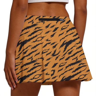 Women's Tennis Skirt Pleated Wildlife Animal High Waist Short Lined Shorts Pockets Pickleball Running Fitness X-Large