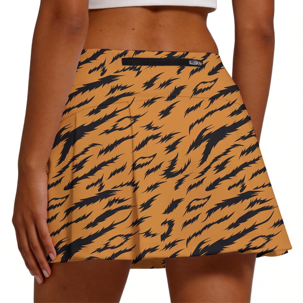 Women's Tennis Skirt Pleated Wildlife Animal High Waist Short Lined Shorts Pockets Pickleball Running Fitness X-Large