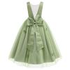 AFAVOM Flower Girl Dress for Wedding Princess Bridesmaid Tulle Dress Formal Elegant 3D Butterfly Pageant Dress First Communion Bowknot Ball Gown Girls Baptism Birthday Party Dress Green 11-12 Years view 1