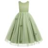 AFAVOM Flower Girl Dress for Wedding Princess Bridesmaid Tulle Dress Formal Elegant 3D Butterfly Pageant Dress First Communion Bowknot Ball Gown Girls Baptism Birthday Party Dress Green 11-12 Years view 2