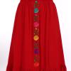 ABEHIK Mexican Dress for Women Traditional Embroidered V-Neck Casual Long Maxi Dress Summer Floral Cinco de Mayo Fiesta Dresses Beach Vacation Wedding Party Dress Red L view 2