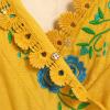 ABEHIK Mexican Dress for Women Traditional Embroidered V-Neck Casual Long Maxi Dress Summer Floral Cinco de Mayo Fiesta Dresses Beach Vacation Wedding Party Dress Yellow S view 4