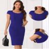 Allegra K Sheath Work Dress for Women's Square Neck Cap Sleeve Casual Office Dresses X-Large Blue view 2