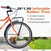 MAKELEN 7 Speed Vintage Style Bike With Front and Rear Rack, Steel Frame 26x1.5 Tires, Retro Commute Touring for Women and Men Orange view 2
