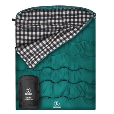 FORINBUY 0 Degree Flannel Double Sleeping Bag for Adults, Couples or Family - Winter Queen Size Waterproof & Warm 2-Person Sleeping Bag for Cold Weather Camping, RV Travel