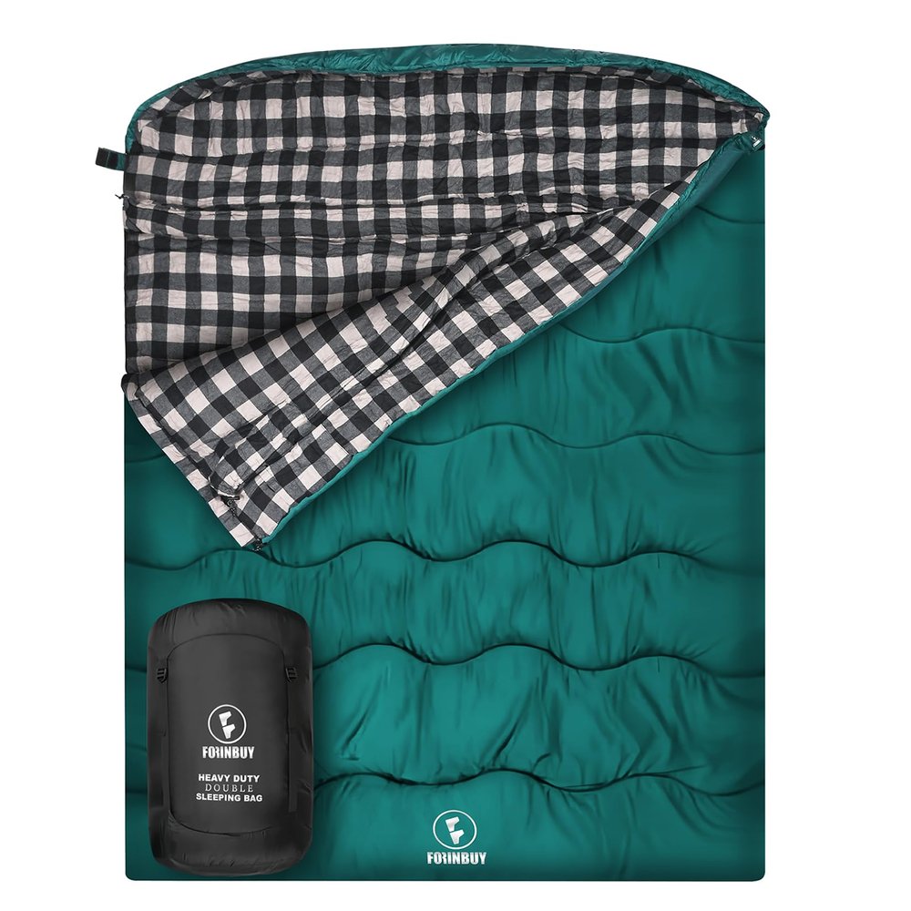 FORINBUY 0 Degree Flannel Double Sleeping Bag for Adults, Couples or Family - Winter Queen Size Waterproof & Warm 2-Person Sleeping Bag for Cold Weather Camping, RV Travel