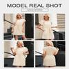 BLENCOT Womens Casual Spring Mini Dresses Patch Knit Short Sleeve Crewneck Ruffled Waist Drawstring Shift Dress Loose Pleat Shirt Dress P7016 Small with Pockets view 2