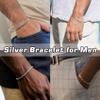 RANKEEF Mens Sterling Silver Bracelet - Chain Cuban Link Figaro Snake Chain 3pcs Silver Bracelet Set for Men view 2