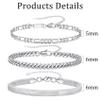 RANKEEF Mens Sterling Silver Bracelet - Chain Cuban Link Figaro Snake Chain 3pcs Silver Bracelet Set for Men view 3