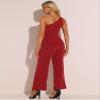 Allegra K Two Piece Outfits for Women's One Shoulder Sleeveless Crop Top Wide Leg Pants Sweatsuits Large Red view 3