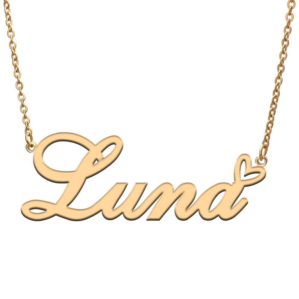 AQGS Luna Custom Name Necklace Customized Personalized Plated Name Necklace for Mother Daughter Friendship Women Valentine's Day Christmas Birthday New Year Gold