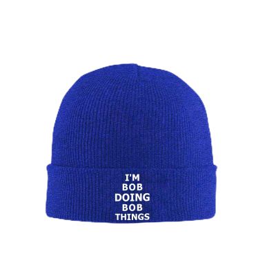 Beanies,I'm Bob Doing Bob Things - Funny Gifts Beanie Hat Women Men Knit Skull Cap Winter Knitted Hat Slouchy Hat Blue
