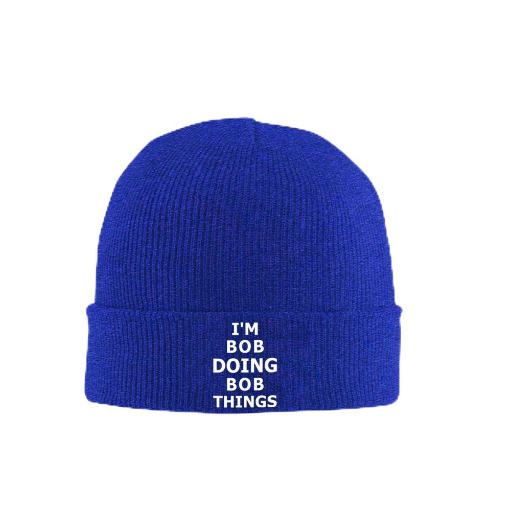 Beanies,I'm Bob Doing Bob Things - Funny Gifts Beanie Hat Women Men Knit Skull Cap Winter Knitted Hat Slouchy Hat Blue