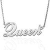 AQGS Queen Custom Name Necklace Customized Personalized Plated Name Necklace for Mother Daughter Friendship Women Valentine's Day Christmas Birthday New Year Silver view 1