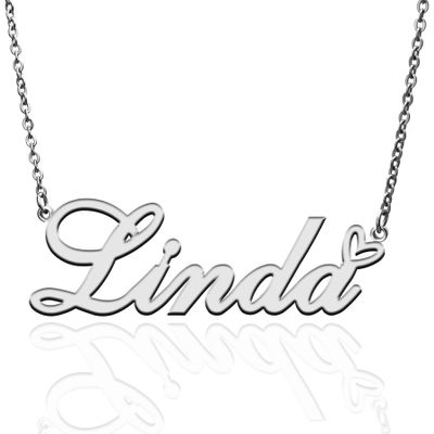 AQGS Linda Custom Name Necklace Customized Personalized Plated Name Necklace for Mother Daughter Friendship Women Valentine's Day Christmas Birthday New Year Silver