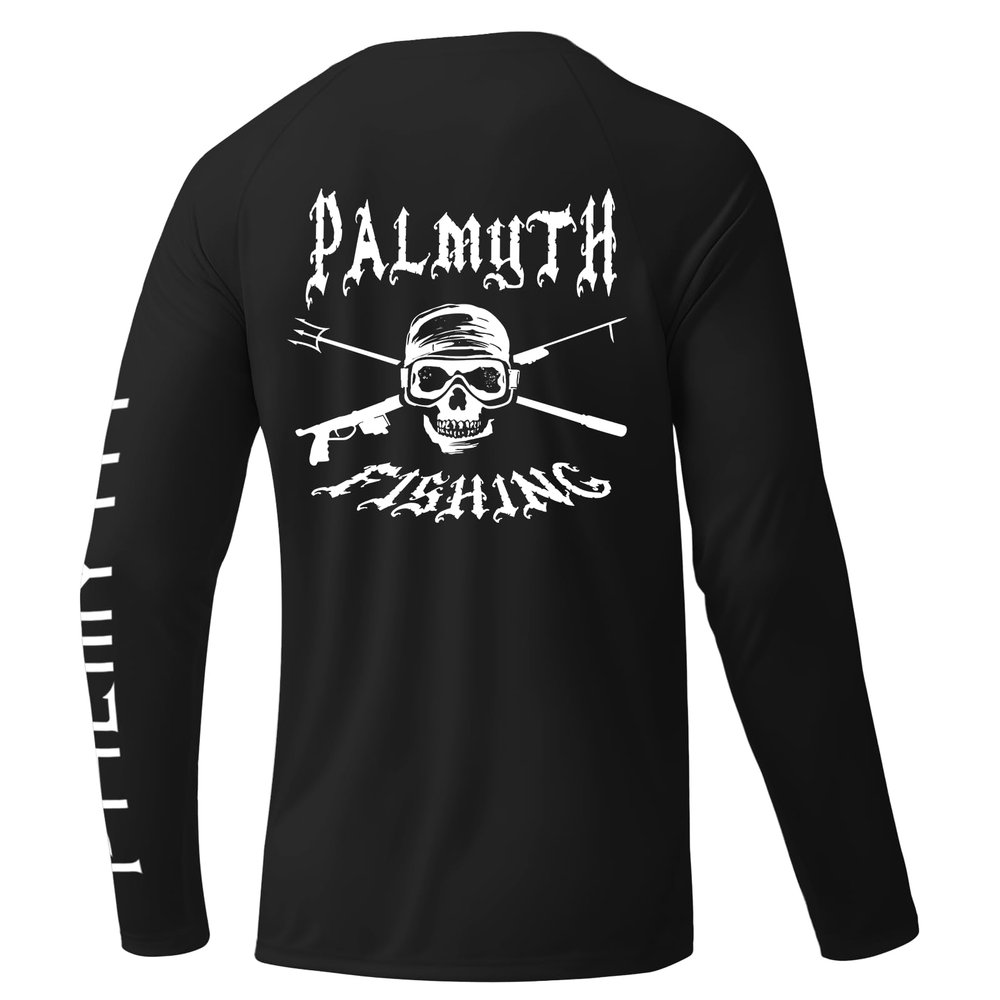 Palmyth Fishing Shirts for Men Long Sleeve UPF 50+ Sun Protection UV T Shirt Tee Skull Swim L