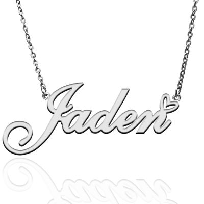 AQGS Jaden Custom Name Necklace Customized Personalized Plated Name Necklace for Mother Daughter Friendship Women Valentine's Day Christmas Birthday New Year Silver