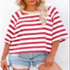 Dokotoo Summer Womens Shirts for Women 2026 Trendy Spring Cute Crop Tops Striped Shirts Crewneck Womens Blouses Dressy Casual Business Fashion Vacation Outfits Resort Wear Ladies Loose Fit Tunic view 2