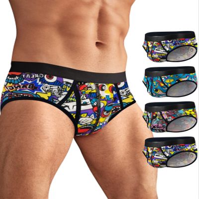 CONKEND Men's Underwear Briefs Cotton Briefs for Men Soft Breathable Comfy U Pouch Brief 4 pack M