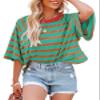Dokotoo Summer Short Sleeve Shirts for Women 2028 Spring Womens Tops Blouses for Women Business Casual Striped Fashion Striped Fashion Cute Summer Tops for Women view 1