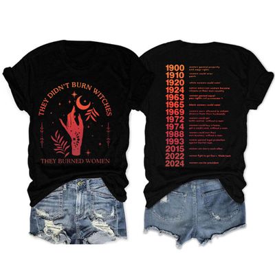 They Didn't Burn Witches They Burned Women Shirt, They Didn't Burn Witches They Burned Women Crew Neck T-Shirt Tops Black