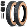 20/26x4.0 Inch E Bike Fat Tire Replacement Set, Brown Sidewall Puncture Protection Tyre with Inner Tube and Lever, Compatible with Mountain Urban Commuting Electric Bicycle Trike view 1