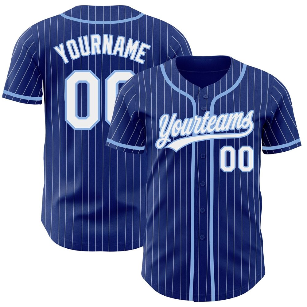 Custom Blue Baseball Jersey, Baseball Jersey, Personalized Baseball Jersey, Baseball Jersey Men, Custom Royal White Pinstripe Light Blue Baseball Jersey, Baseball Shirt Men, Softball Jersey