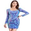 Short Prom Dresses for Teens Sequin HOCO Dress for Women Girls Dance Sparkly Long Sleeve Bodycon Cocktail Party Backless Mini Homecoming Dresses Short Grade Dance Dress Blue XS view 2