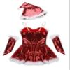 Sinleey Kids Girls Christmas Sleeveless Ballet Dance Tutu Dress Sparkly Figure Skating Dress with Hat Santa Claus Costume Red 4 Years view 4
