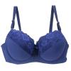 Cotton Underwear for Women Lace Bra Full Coverage Padded Underwire Bras Sexy Lingerie Plus Size Seamless(Dark Blue, 95D) view 1