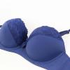 Cotton Underwear for Women Lace Bra Full Coverage Padded Underwire Bras Sexy Lingerie Plus Size Seamless(Dark Blue, 95D) view 2