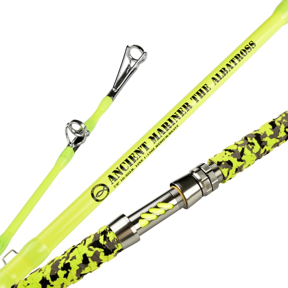 ANCIENT MARINER Albatross Series Castfish Rod 10' Catfish Casting Rods 2 Piece Glow with Black Light Catfish Fishing Rod (Yellow)