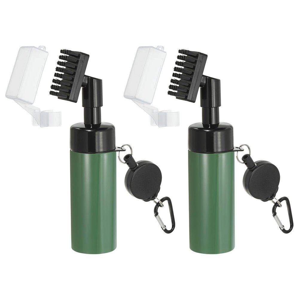 PATIKIL Golf Club Cleaner Brush, 2 Pcs Golf Water Brush with Retractable Zip-line Portable Golf Groove Cleaning Tools Golf Accessories for Men Women Golfers, Green