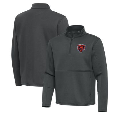 Antigua Men's Pewter Chicago Bears Twist Quarter-Zip Pullover Jacket