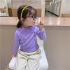 Toddler Girls' Basic Long Sleeve Mock Turtleneck Cotton T-Shirt Baby Girls Lettuce Edge Trim (Purple, 4-5 Years) view 2