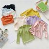Toddler Girls' Basic Long Sleeve Mock Turtleneck Cotton T-Shirt Baby Girls Lettuce Edge Trim (Purple, 4-5 Years) view 4