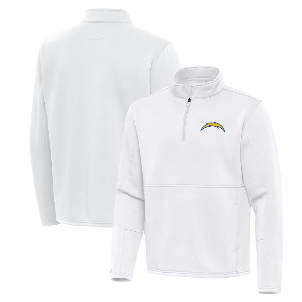 Antigua Men's White Los Angeles Chargers Twist Quarter-Zip Pullover Jacket