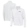 Antigua Men's White Los Angeles Chargers Twist Quarter-Zip Pullover Jacket view 1