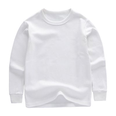 Toddler Boys Girls Solid Pullovers Sweatshirt Long Sleeve T-Shirt Kids Cotton Crewneck Thermal Tops (White, 3-4 Years)