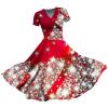 ZYXTIM Women Vintage Christmas Dress V Neck Novelty Printed Classic Swing Cocktail Dresses Short Sleeve Slim Fitting Flowy Holiday Dresses Cocktail Party Dresses view 1