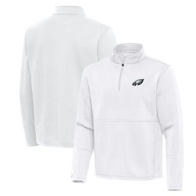 Antigua Men's White Philadelphia Eagles Twist Quarter-Zip Pullover Jacket
