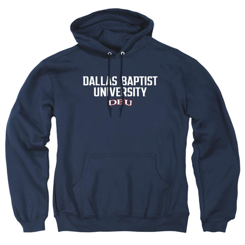 LOGOVISION Dallas Baptist University Stacked Adult Pull-Over Hoodie, Navy, 2X-Large