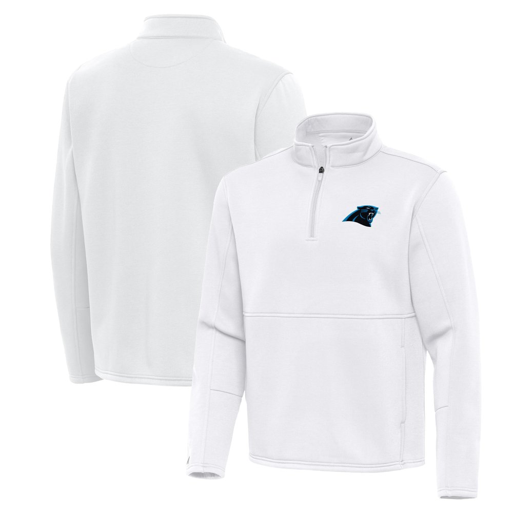 Antigua Men's White Carolina Panthers Twist Quarter-Zip Pullover Jacket