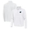 Antigua Men's White Carolina Panthers Twist Quarter-Zip Pullover Jacket view 1