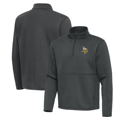 Antigua Men's Pewter Minnesota Vikings Twist Quarter-Zip Pullover Jacket