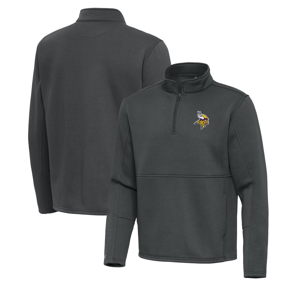 Antigua Men's Pewter Minnesota Vikings Twist Quarter-Zip Pullover Jacket