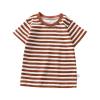 Toddler Baby Boys Girls Striped Color Block Short Sleeve T Shirts Kids Casual Crewneck Shirt (Brown, 12-18 Months) view 1