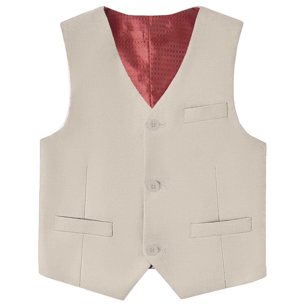 Boy's 3 Button Formal Suit Vest for Kids Fully Lined Vest Champange Wedding Ring Bearer Outfit Size 6