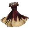 ZYXTIM Women Vintage Christmas Dress V Neck Novelty Print Classic Swing Cocktail Party Dresses Flowy Holiday Dresses Cocktail B-Wine view 1
